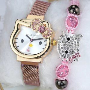 Hello Kitty Rose Gold Watch & Bracelet Set. New with gift box